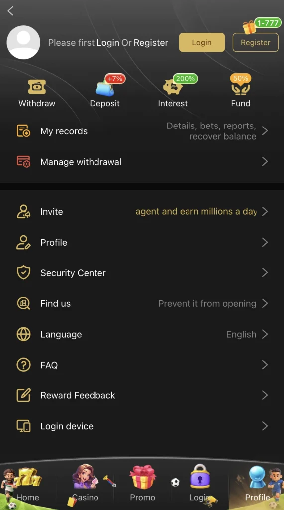 Deposit and withdraw