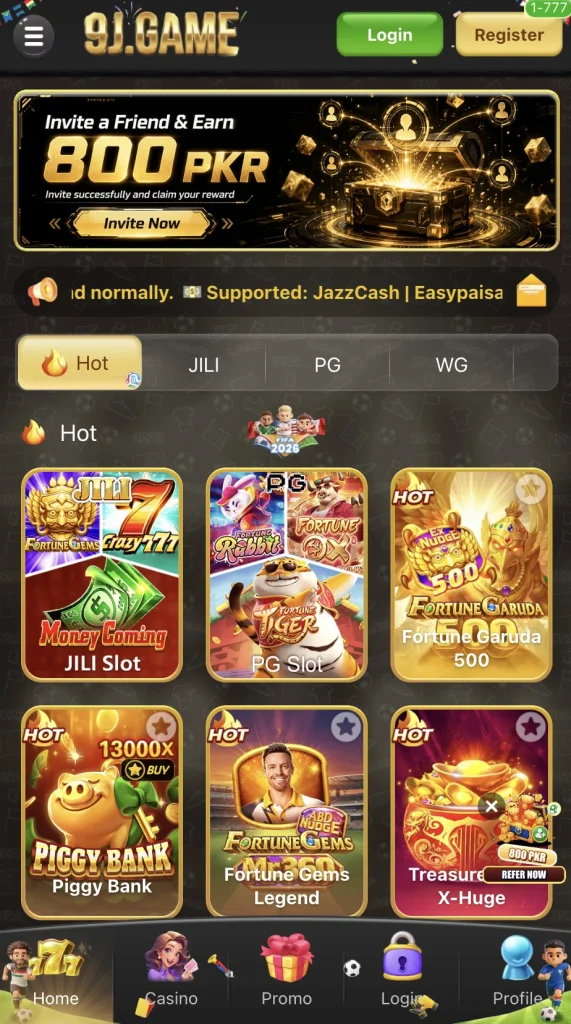 Game categoris on 9 J Game